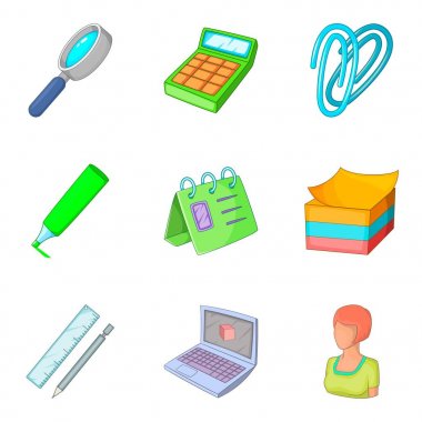 Modern iş Icons set, karikatür tarzı