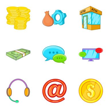 Nakit akışı Icons set, karikatür tarzı