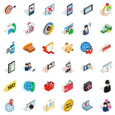 Elektrik iletişim Icons set, izometrik stili