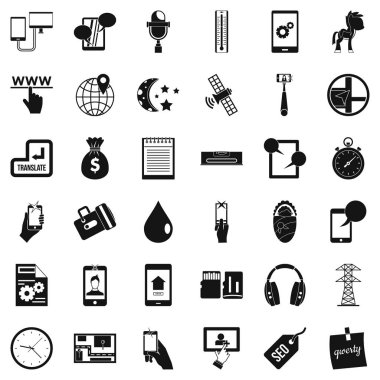 Mobil kullanım Icons set, basit tarzı