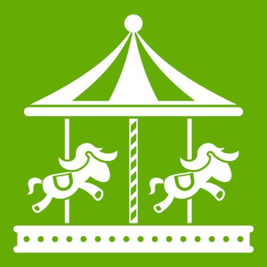 Merry go at binmek simgesi yeşil yuvarlak