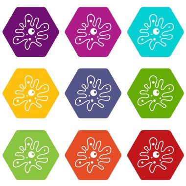 Renk altı yüzlü amip Icon set