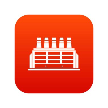 Fabrika Binası üretim simgesi dijital kırmızı