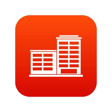 Fabrika Binası üretim simgesi dijital kırmızı