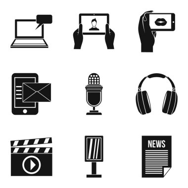 Medya şey Icons set, basit tarzı