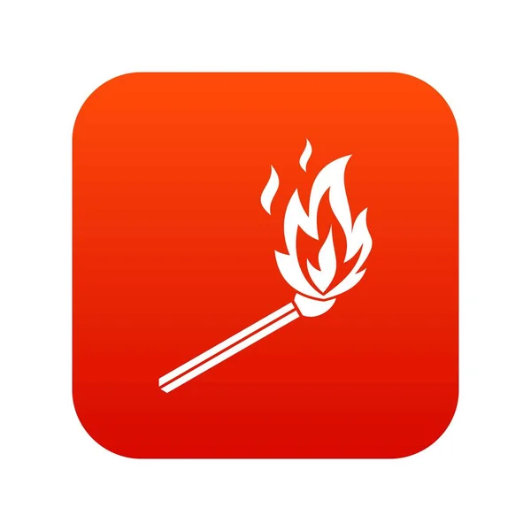 Ícone de chama de fósforo vermelho digital — Vetor de Stock