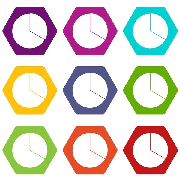 Cirkel pictogrammenset grafiek infographic kleur hexahedron — Stockvector