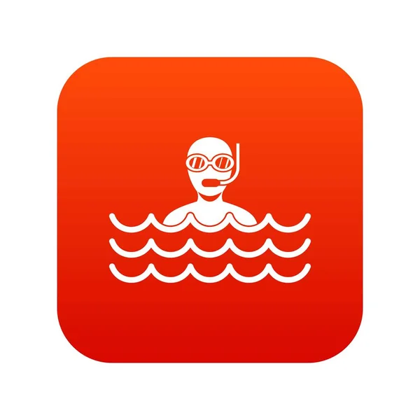 Muž s potápění ikonu digitální červená — Stockový vektor