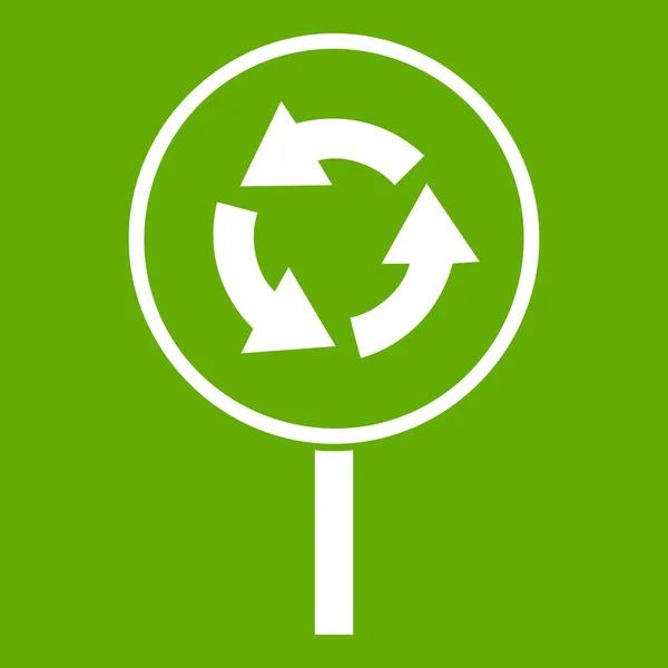 Zielona ikona znak drogowy ruch kołowy — Wektor stockowy
