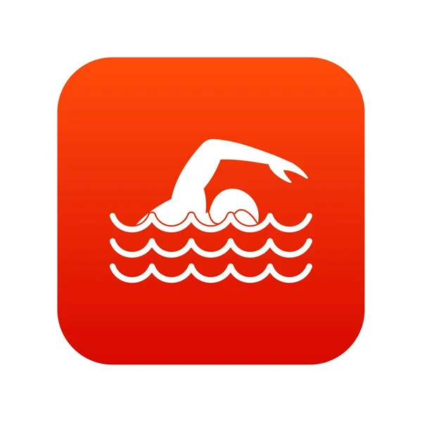 Plavec ikonu digitální červená — Stockový vektor