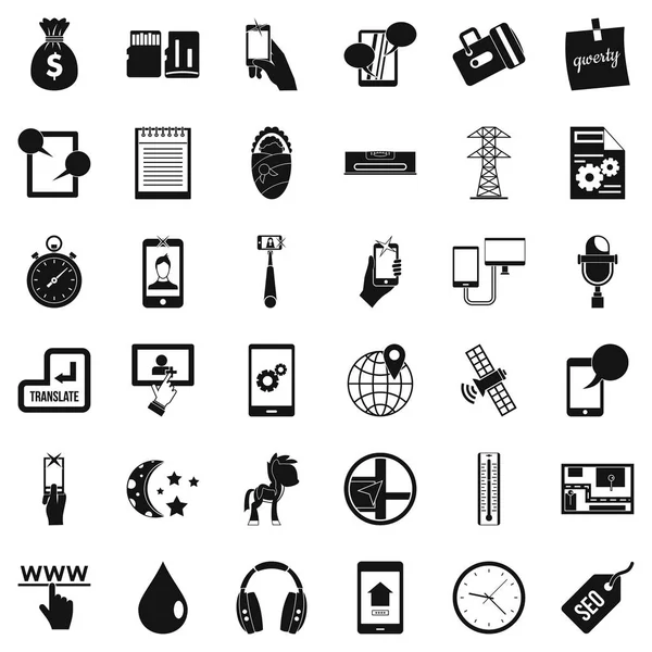 Mobile use icons set, simple style — Stock Vector