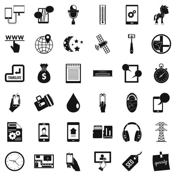 Korzystanie z telefonii komórkowej zestaw ikon, prosty styl — Wektor stockowy