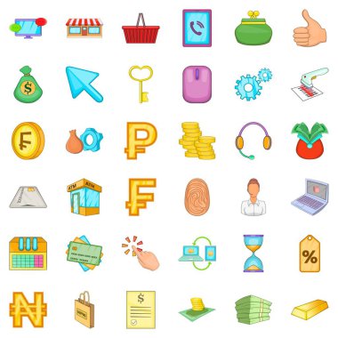 Mobil banka Icons set, karikatür tarzı