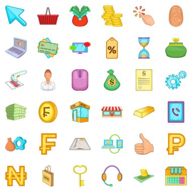 Banka widget Icons set, karikatür tarzı