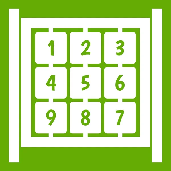 Cubos com números no campo de jogos ícone verde — Vetor de Stock