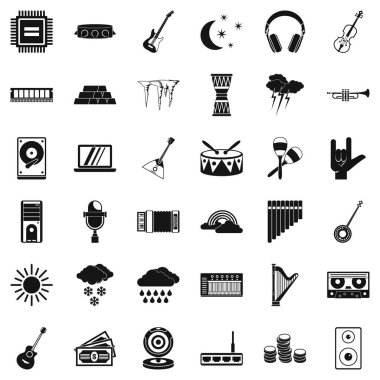 Müzik tatil Icons set, basit tarzı