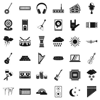 Gök gürültüsü Icons set, basit tarzı