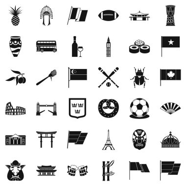 Devlet bayrağı Icons set, basit tarzı