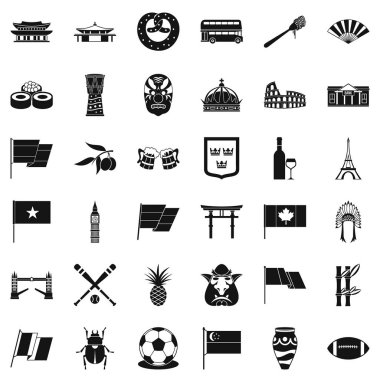 Ulusal bayrak Icons set, basit tarzı