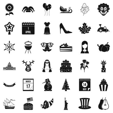 Milli folklor Icons set, basit tarzı