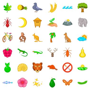 Korumalı doğa bölge Icons set, karikatür tarzı