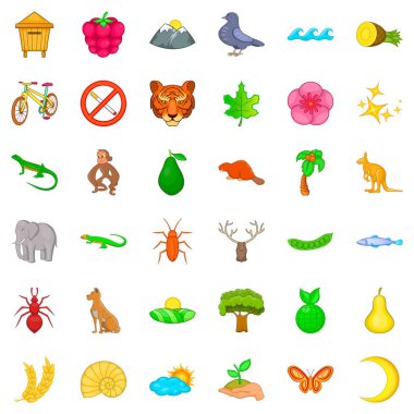 Doğa kutsal Icons set, karikatür tarzı