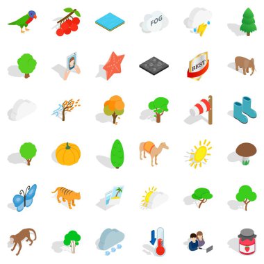 Doğa manzara Icons set, izometrik stili