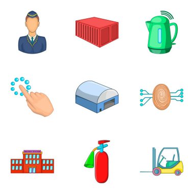 Demiryolu Icons set, karikatür tarzı