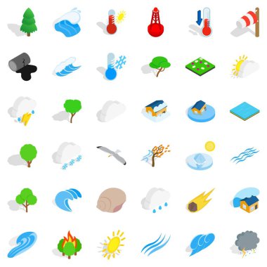 Huzurlu yer Icons set, izometrik stili