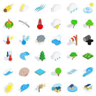 Sakin yerden Icons set, izometrik stili