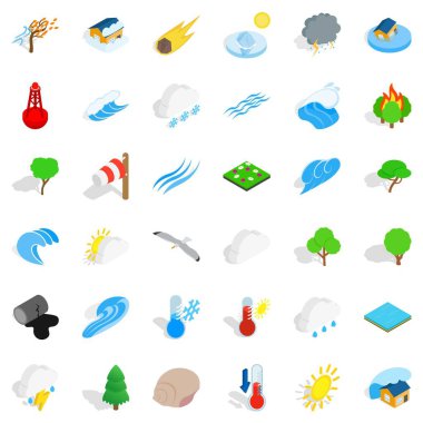 Sakin doğa Icons set, izometrik stili