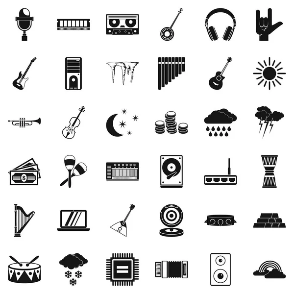 Conjunto de iconos de resonancia, estilo simple — Vector de stock