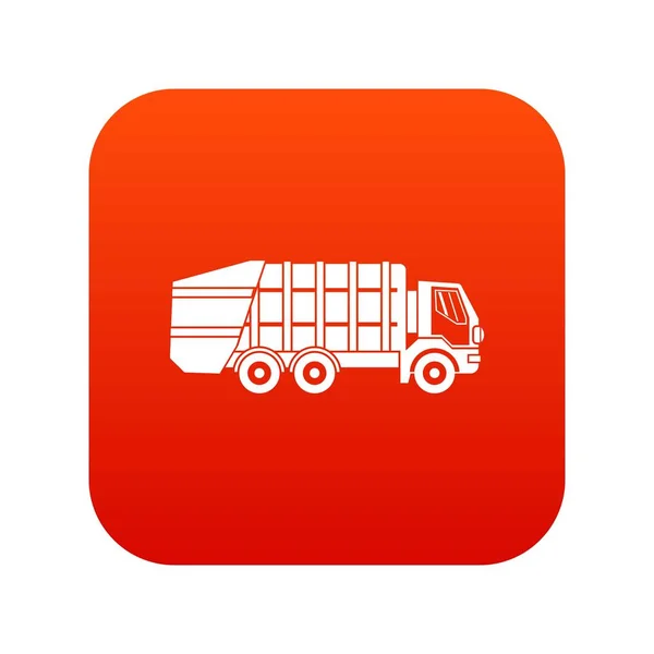 Çöp kamyonu simgesi dijital kırmızı — Stok Vektör