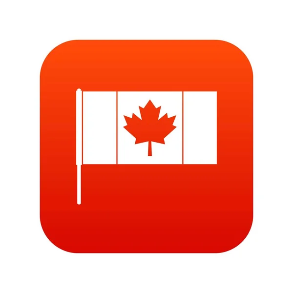 Kanada bayrağı bayrak direğine simgesi dijital kırmızı — Stok Vektör