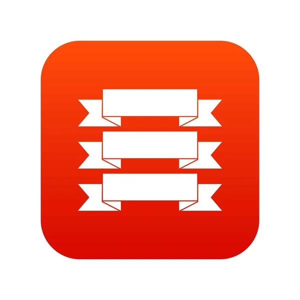 Trois rubans icône numérique rouge — Image vectorielle