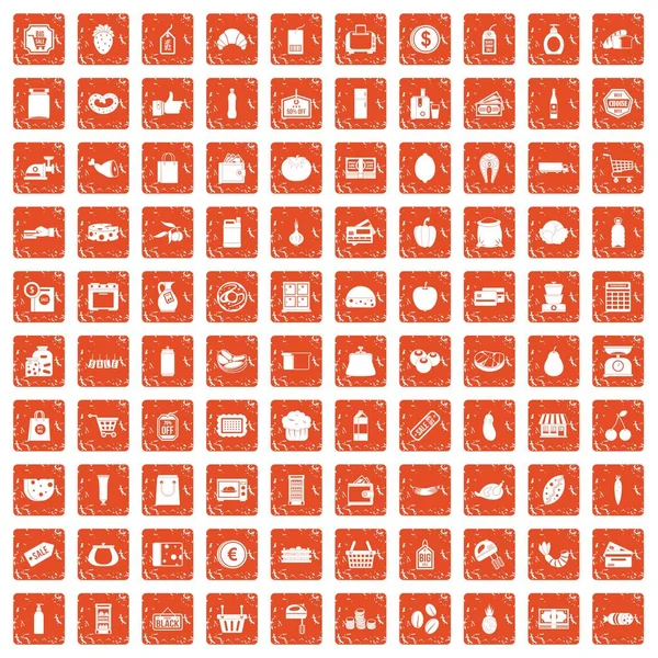 100 икон супермаркета оранжевого цвета — стоковый вектор
