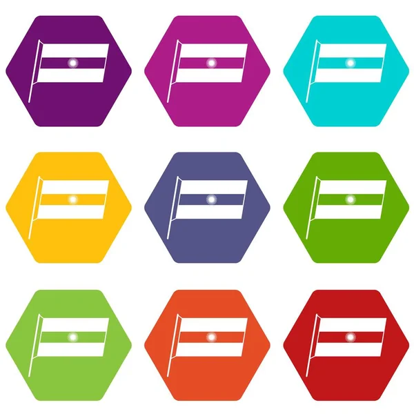 Flagga Argentina ikonen Ange färg hexahedron — Stock vektor
