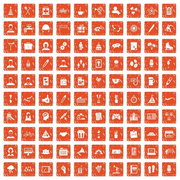 100团队建设图标设置垃圾橙色 — 图库矢量图片