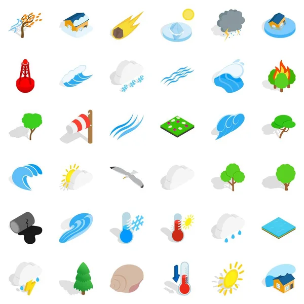 Sakin doğa Icons set, izometrik stili