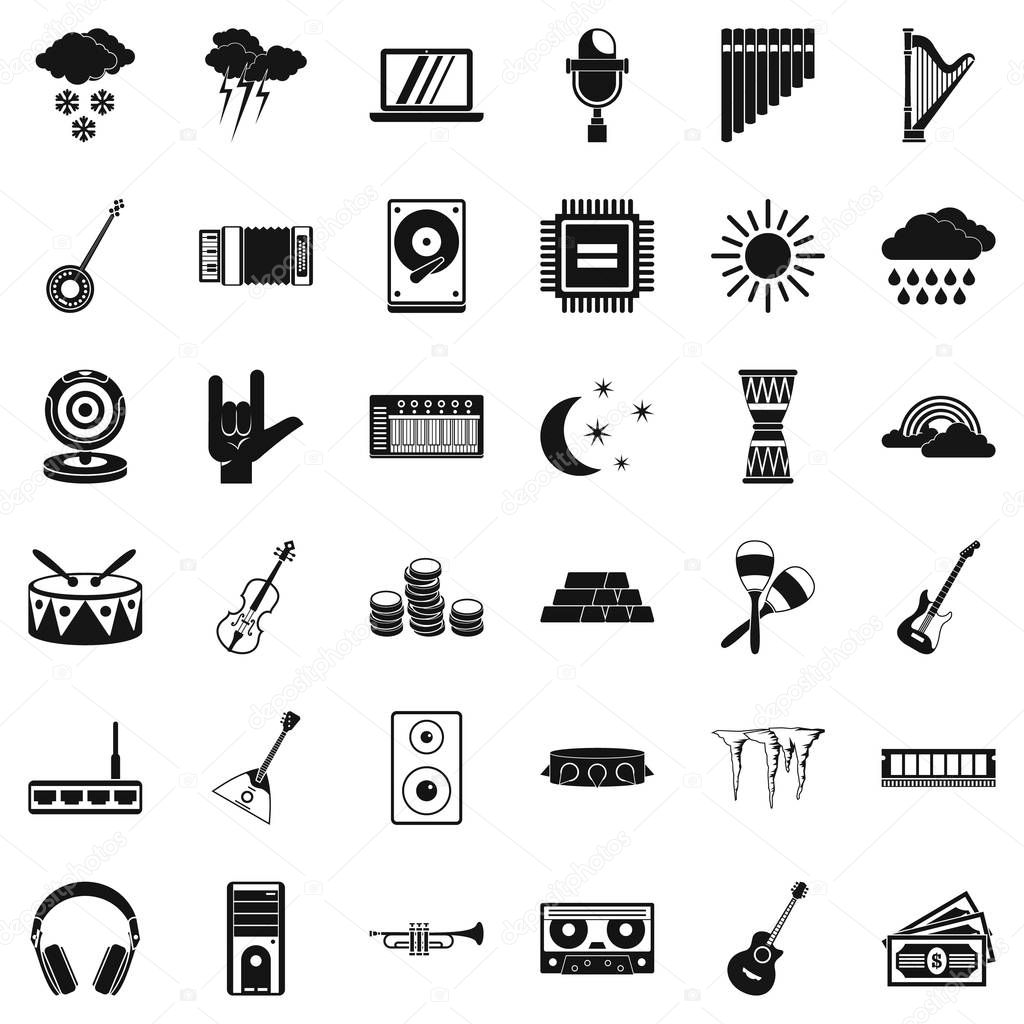 Perfect sound icons set, simple style
