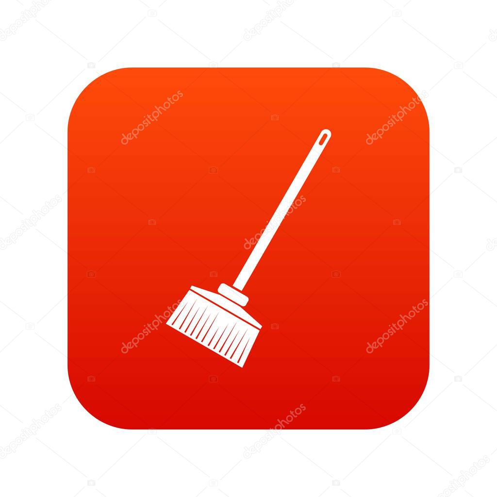 Broom icon digital red