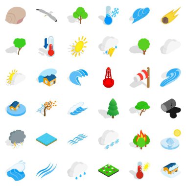 Barışçı doğa Icons set, izometrik stili