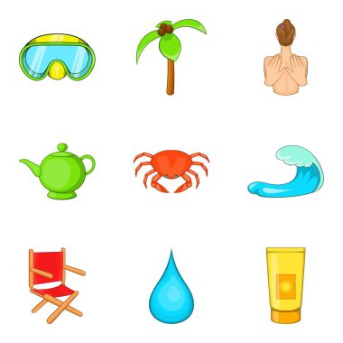 Aktif istirahat Icons set, karikatür tarzı