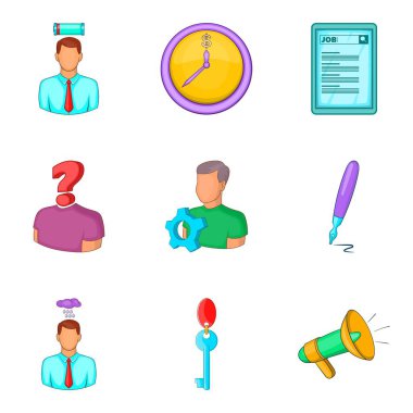 İşe Alım Icons set, karikatür tarzı