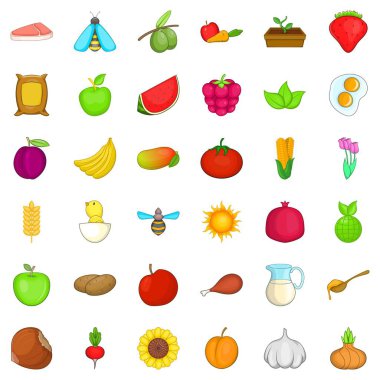 Gıda Icons set, karikatür tarzı