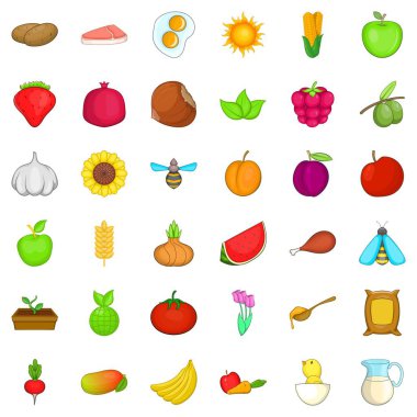 Yenilebilir Icons set, karikatür tarzı