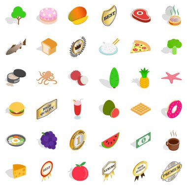 Eko rasyon Icons set, izometrik stili