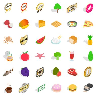 Eko diyet Icons set, izometrik stili