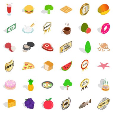 Beslenme Icons set, izometrik stili