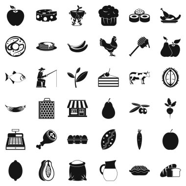 Yemyeşil Icons set, basit tarzı